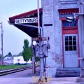 the Gettysburg sign, at the train station