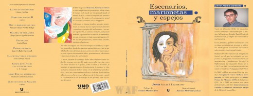 Cubierta-Carátula Libro de poesía "Escenarios, Marionetas y Espejos" de Javier Alcalá Escribano. Febrero 2016