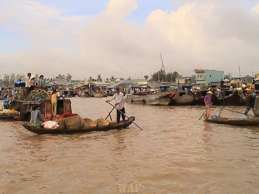 mercado no Mekong