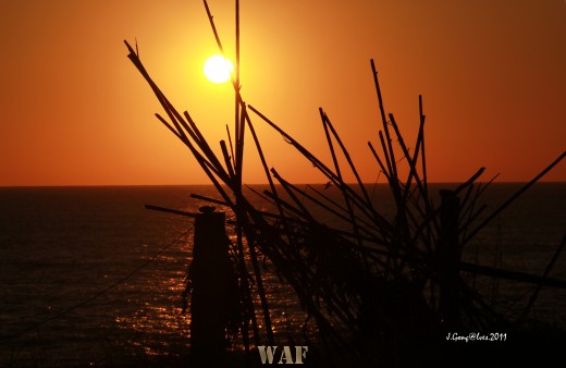 Pôr do sol.