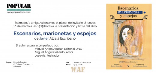 Invitación-presentación Libro "Escenarios, marionetas y espejos"