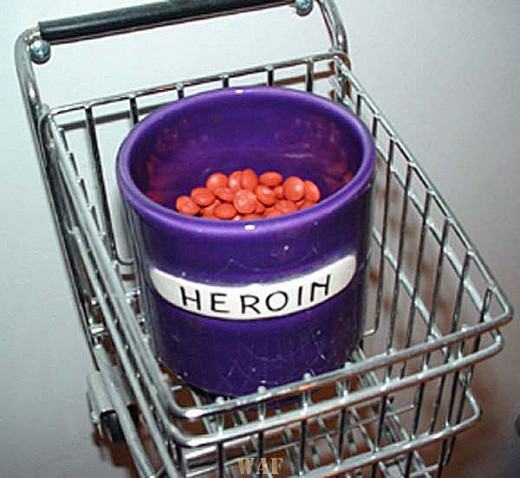 a "heroin" jar in a "shopping cart"